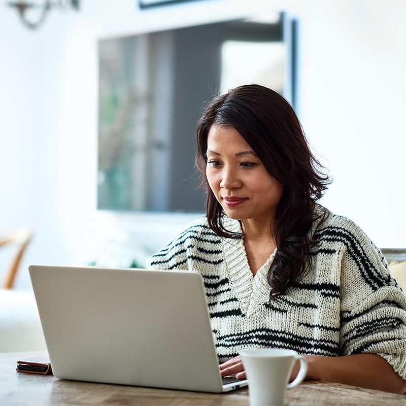 A woman using her laptop
